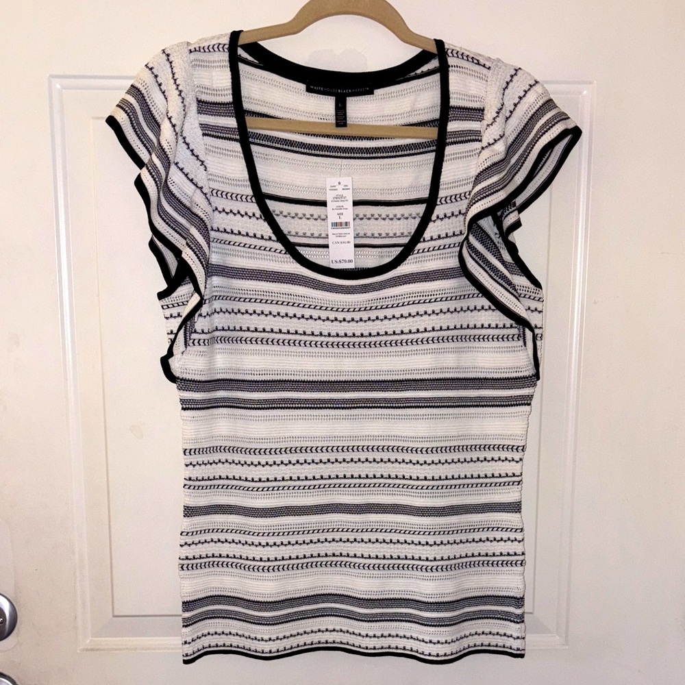3/$30 NWT WHBM Black White Crochet Top
